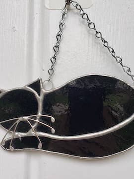 Sleeping Mystic Cat | Lead-Free Stained Glass Sun Catcher for wholesale by PepTalk Productions, LLC