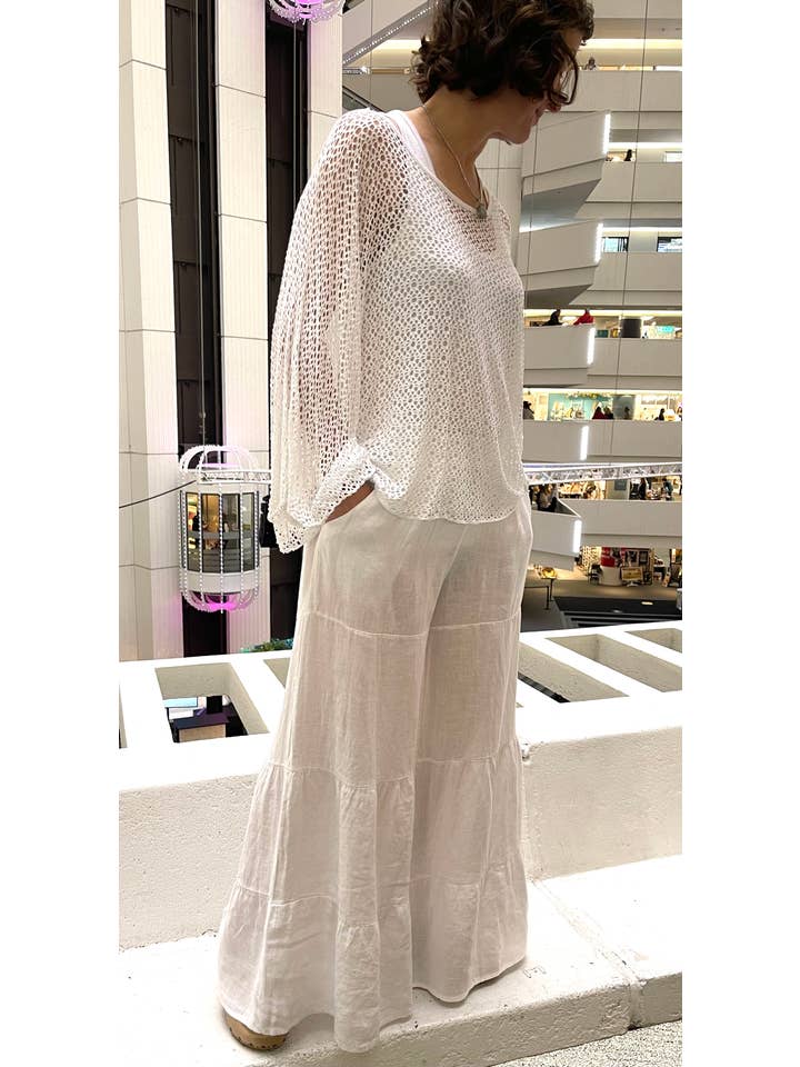 Dance in Paris - Wholesale Pants - Women's - Italian Linen Pants with Pockets, Tiers for Style1