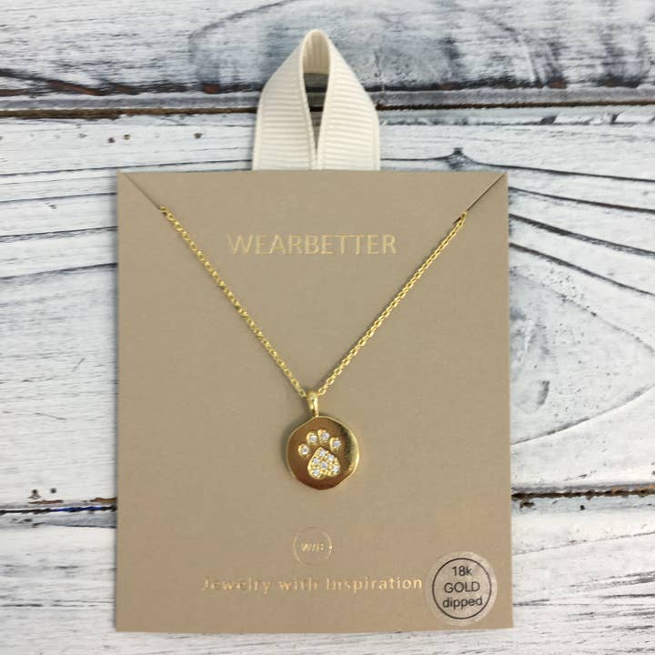 Rhinestone paw circle necklace for wholesale by SongLily