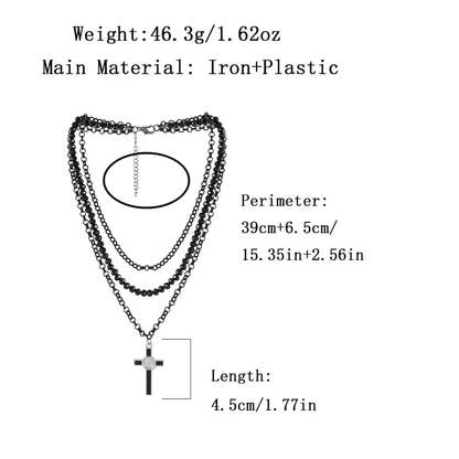 black Hip-Hop Retro Cross Alloy Plastic Iron Wholesale necklace for wholesale on Faire5