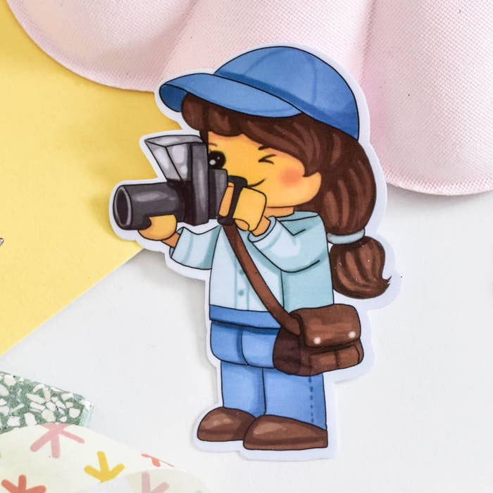Photographer Character Vinyl Sticker for wholesale by Oh Hello Bricks