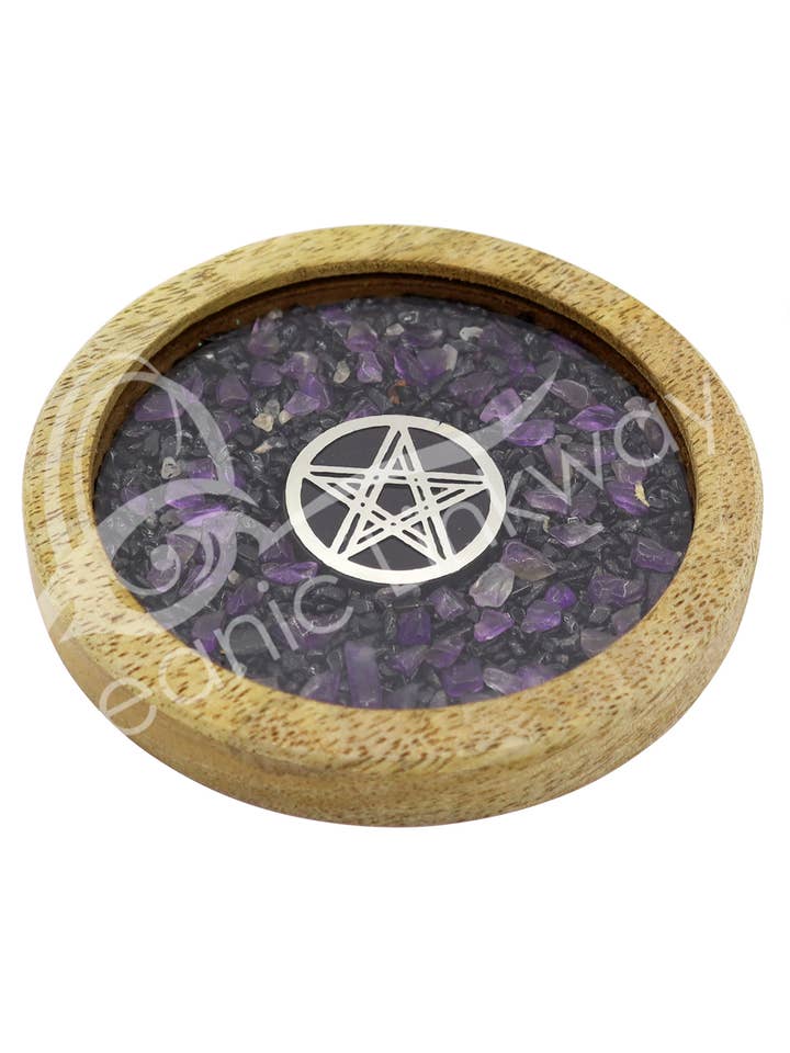 (SOUS-VERRE PK 2) - PENTACLE AVEC TOURMALINE NOIRE & AMÉTHYSTE pour la vente par Oceanic Linkways Inc