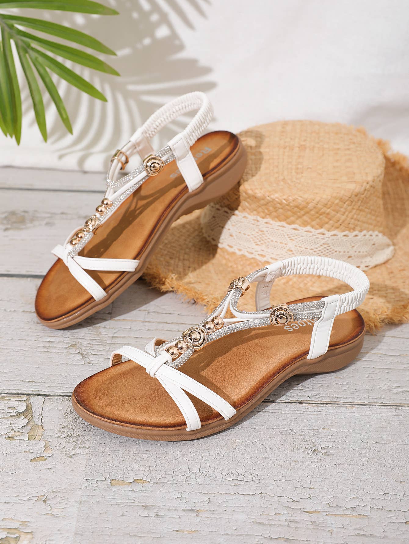 Rentoes – wholesale Sandaler - Dam – Platt sandal dam med pärlor och diamanter JS698-2828