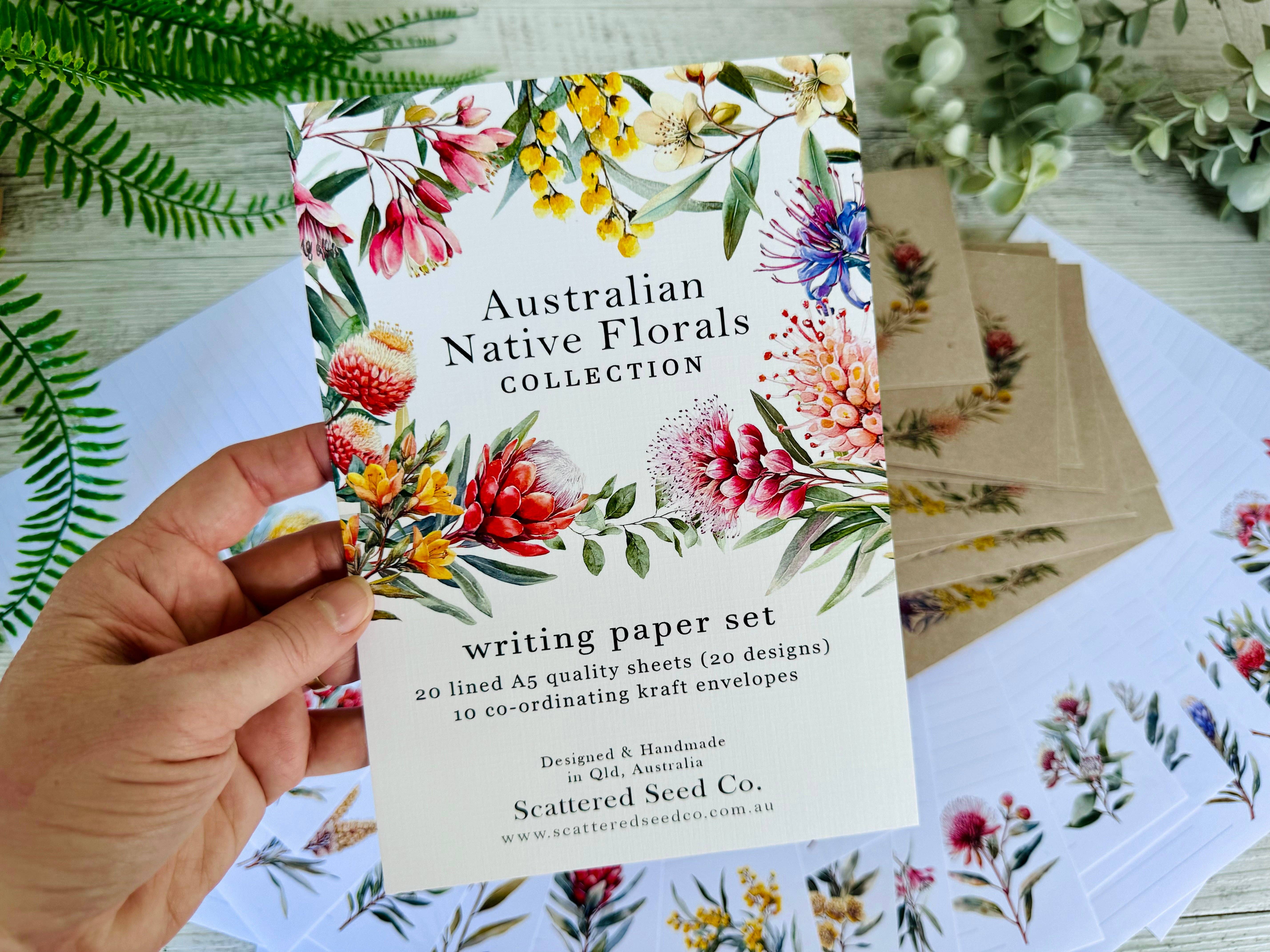 Scattered Seed Co - Wholesale Stationery/notecard set - AUSTRALIAN Native Floral Letter Writing set