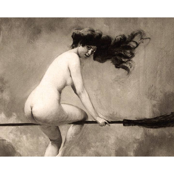 Rock Paper Scissors Wall Art - Wholesale Art Print - Witch on her broom | Vintage nude woman print | Albert Josep2