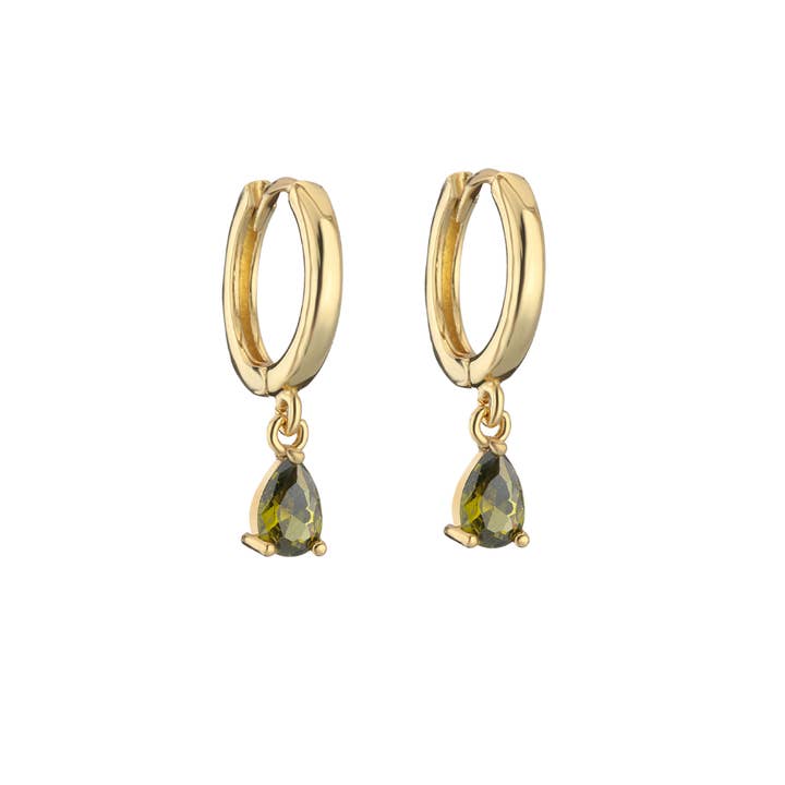 Earrings diamond drop olive green for wholesale by Rosies
