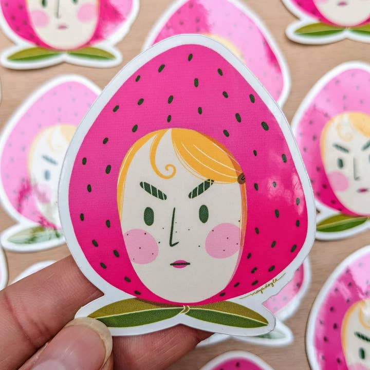 Jordbær pige klistermærke for engroshandel hos Mimo