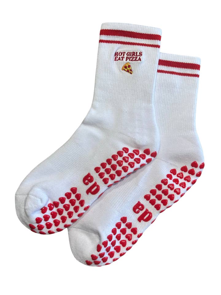 HOT GIRLS EAT PIZZA - Pilates Grip Socks for wholesale by modasocks