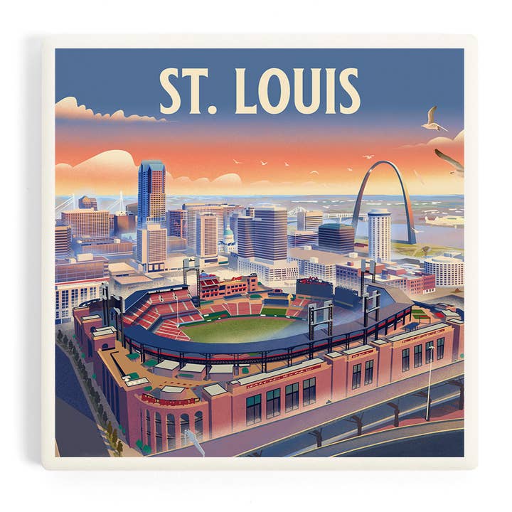 Lantern Press - Wholesale Coasters - CERAMIC COASTER St. Louis, Missouri Litho Stadium Skyline