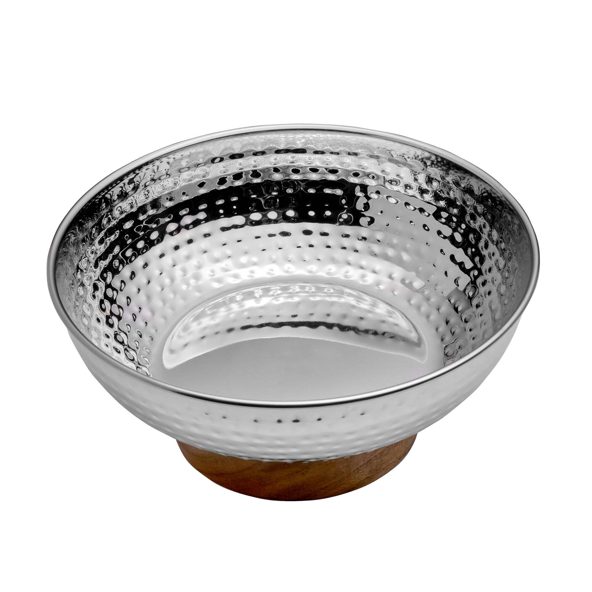 Lifetime Brands Silverwarehouse - Wholesale Serve Bowl - Mikasa Gourmet Basics Radiance Hammer Serv Bowl w/Wood Base3