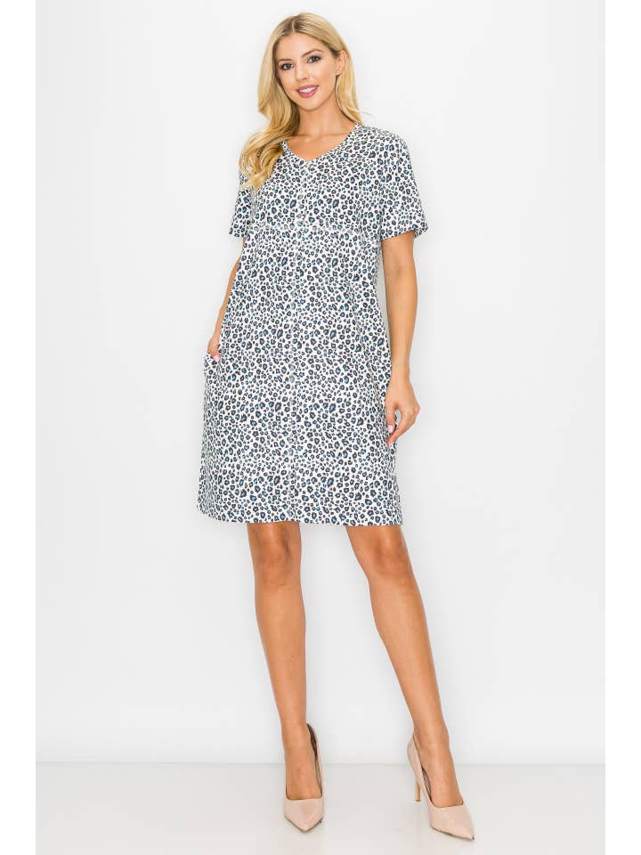 Joh Apparel - Wholesale Dress - Women's - Audrey Print Dress V Neck with Pockets