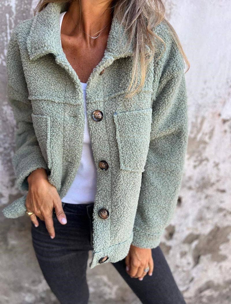 safistyle - Wholesale Jacket - Women's - Button-Up Sherpa Jacket with Pockets4