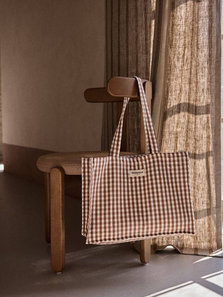 24H Bag in Moka Vichy Cotton for wholesale by Gabrielle Paris