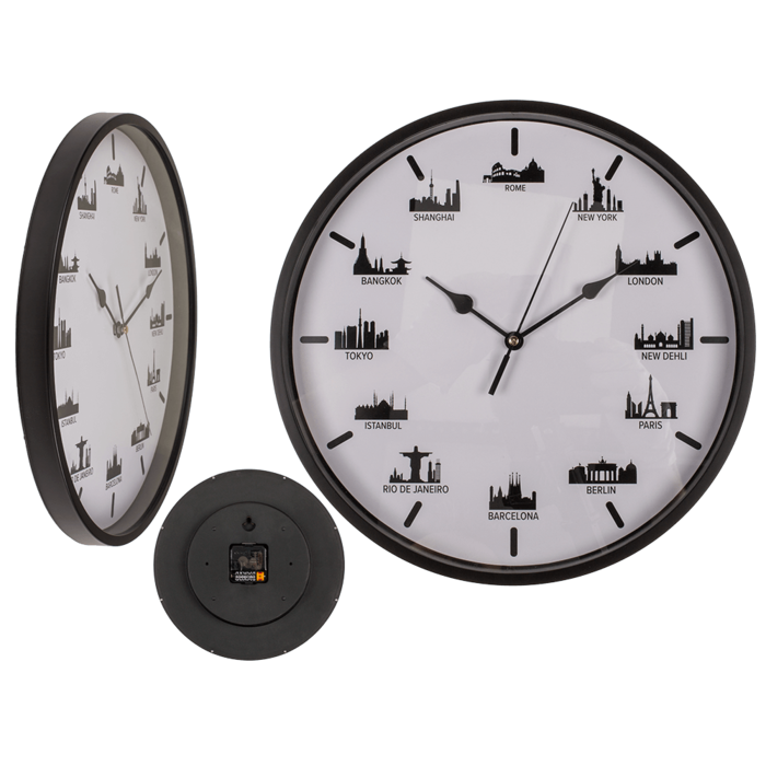 Out of the blue KG - Vente Horloges murales - Horloge murale Skylines, 30 x 30 x 3,8 cm0