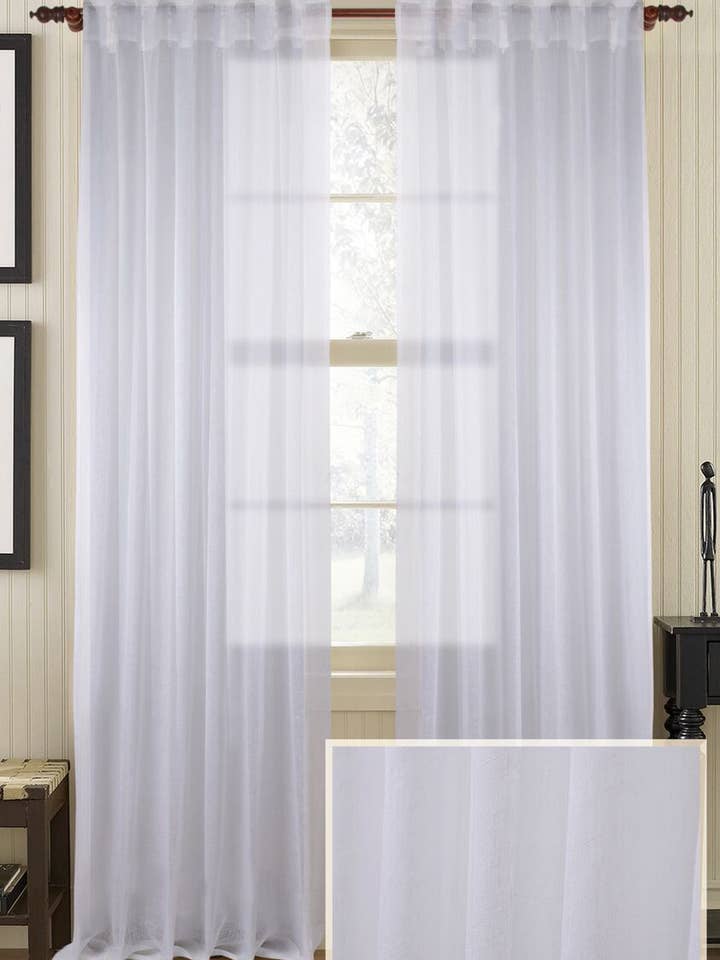 Visillo de Lino Puro Blanco 108" 100% para venta al por mayor de Creative Threads, Inc.