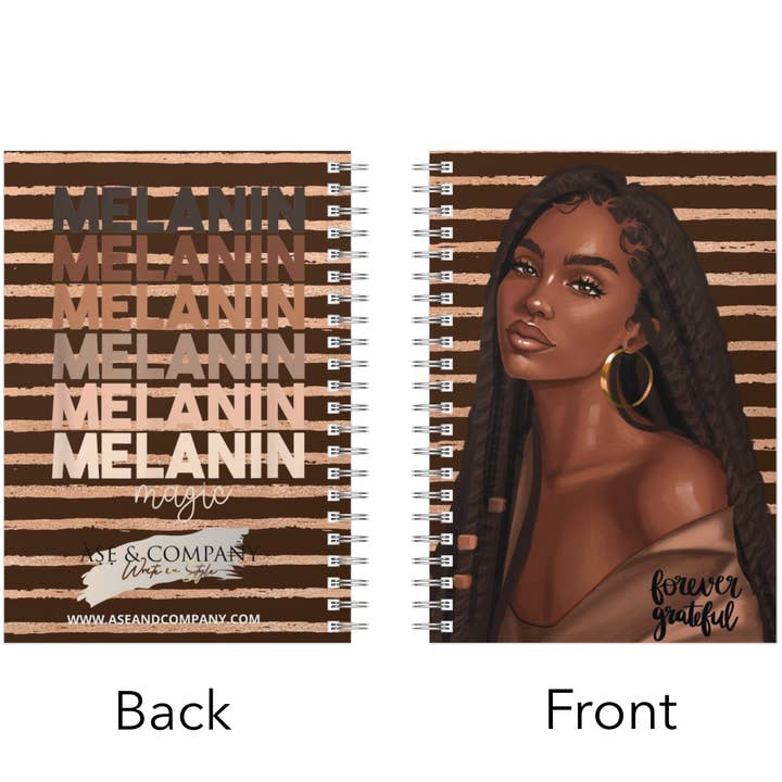 Diário de caderno espiral Melanin Magic Grateful Black Woman por atacado de Ase & Company
