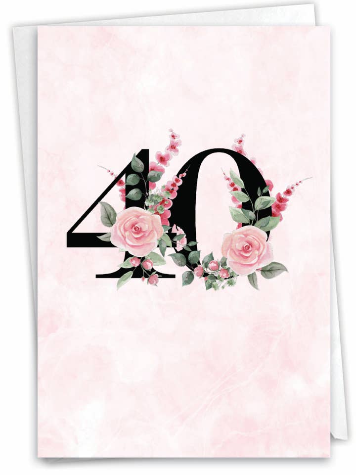 Tarjeta de aniversario - Floral Couple 40 (1 tarjeta) para venta al por mayor de NobleWorks