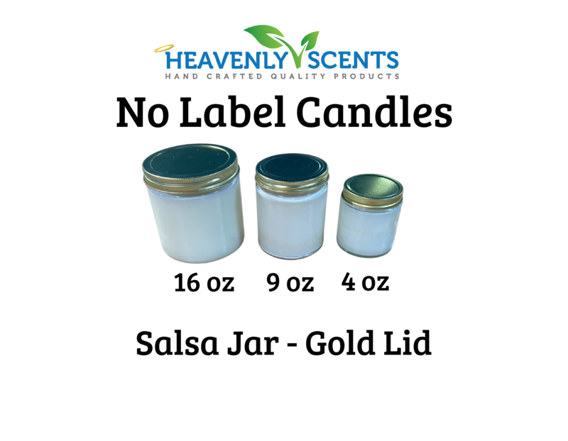 Heavenly Scents – wholesale Jar/filled candle – 16 oz Salsa Jar Soy Candles - Gold   Lid  - 6 Pack No Label2