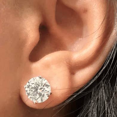 Lifetime Jewelers - Wholesale Stud/Post Earrings - 4 Carat Lab Grown Round Diamond Stud Earrings 14k White Gold4