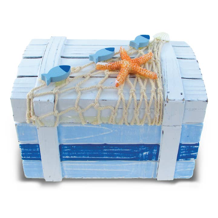 Decorazioni Nautiche - Scatola del Tesoro a Righe Azzurre Grande per la vendita all'ingrosso da parte di Cota Global