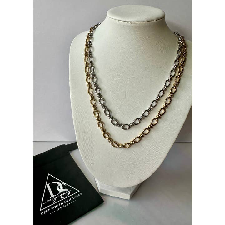 Collar de cadena de eslabones Tri-Oval ~ Mini eslabones ~ Deep South Originals para venta al por mayor de Deep South Originals Inc.