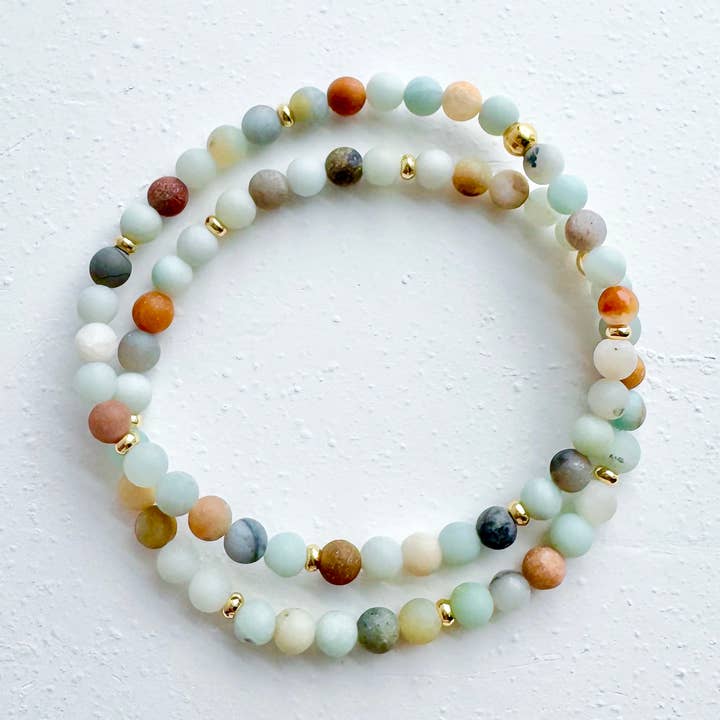 Amazonite Mini Gold Filled Beaded Bracelet for wholesale by Hello Heather