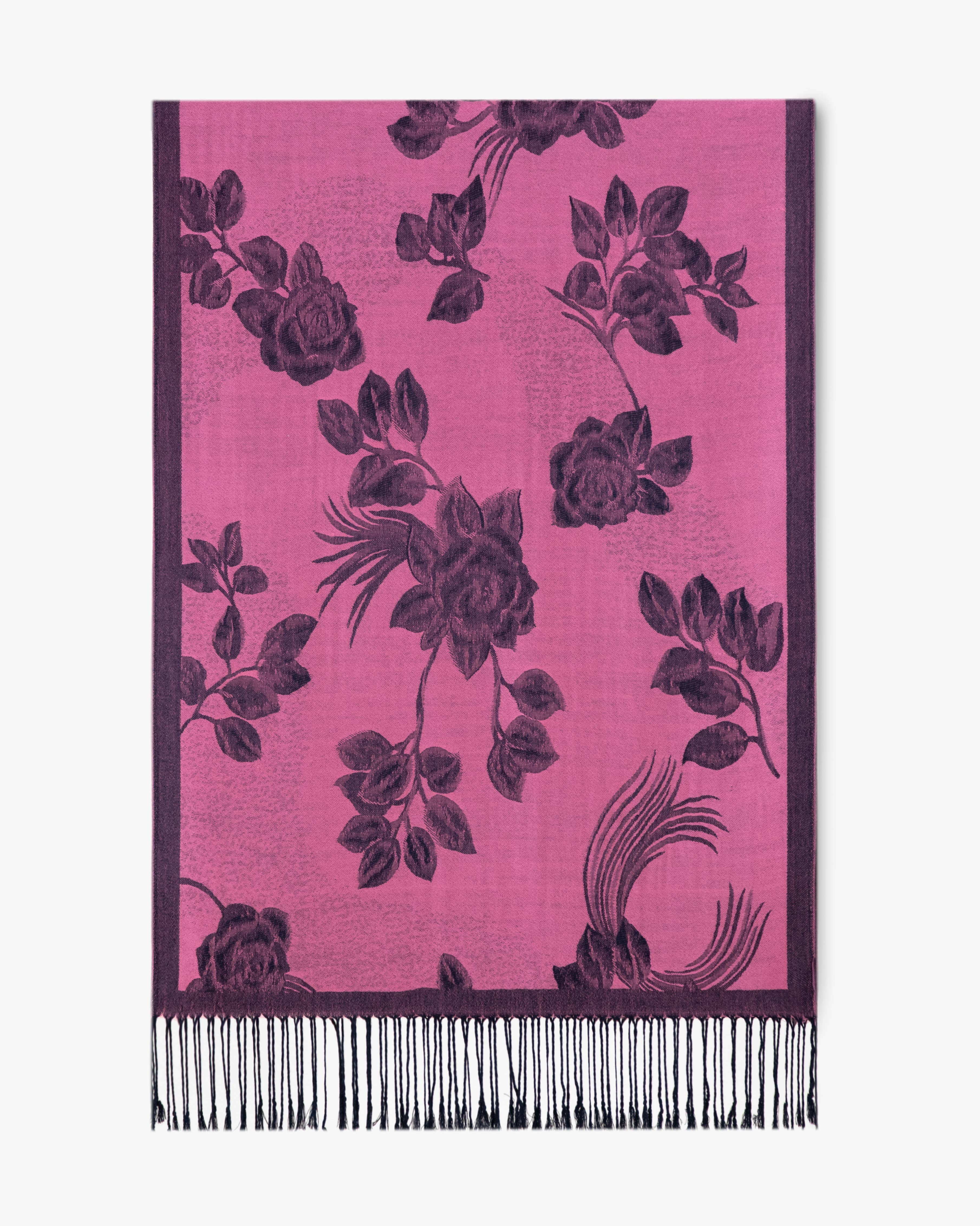 Original USA - Vente Écharpe – femme - Pashmina à bordure solide avec roses5