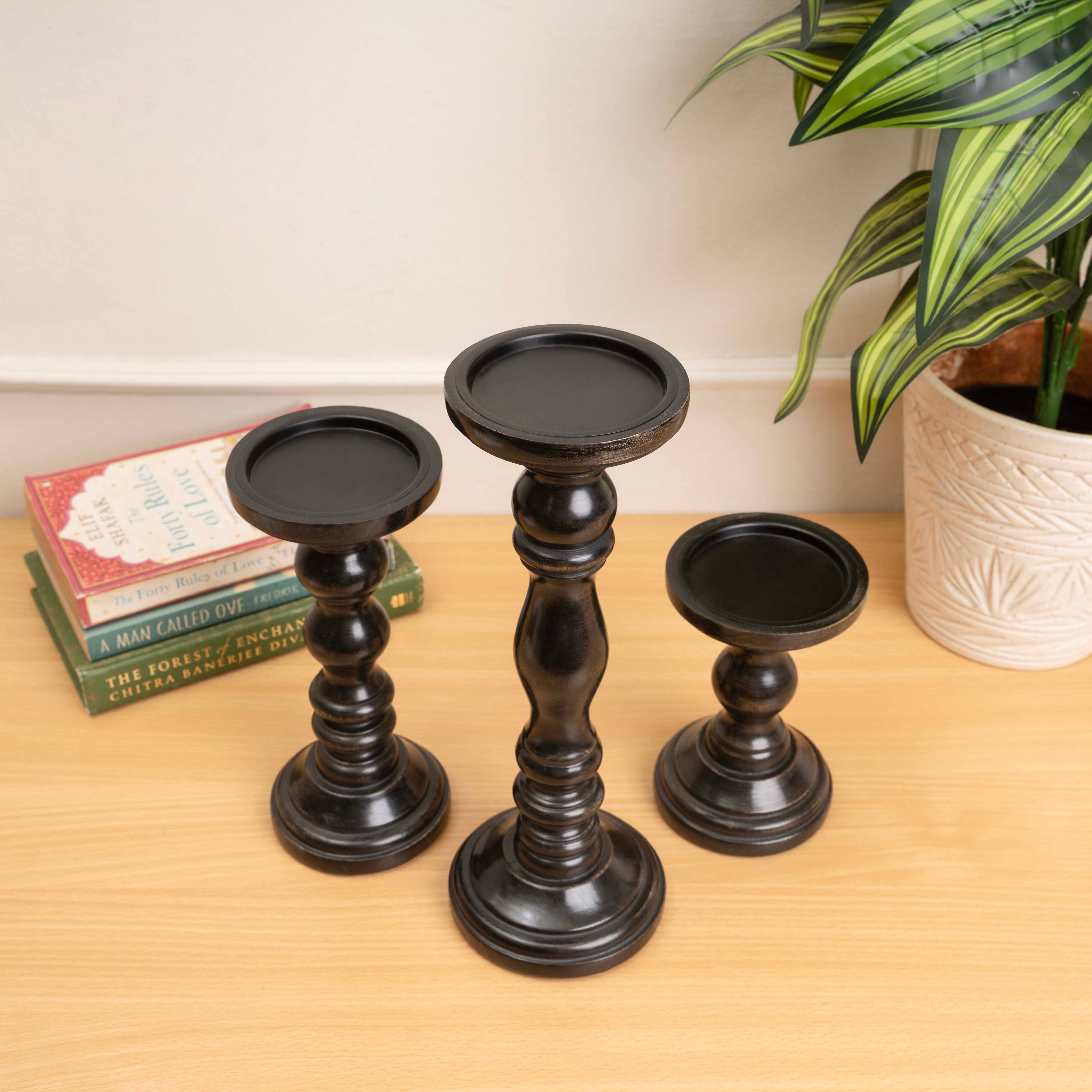 LuxeDesigns Co LLC - Wholesale Candle Holder - Wooden Candle Holders for Tall Pillar Candles Set of 320