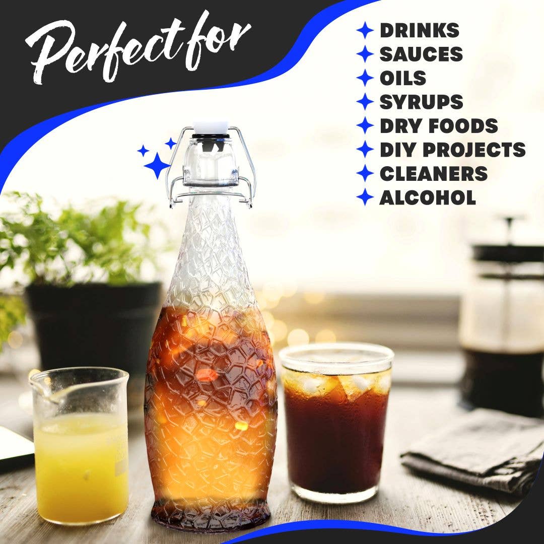 Nevlers - Wholesale Food storage container - Nevlers 17 oz Textured Swing Top Bottles (Pack of 12) | Includes Funnel, Brush, Tags, Shrink Wrap and Marker5