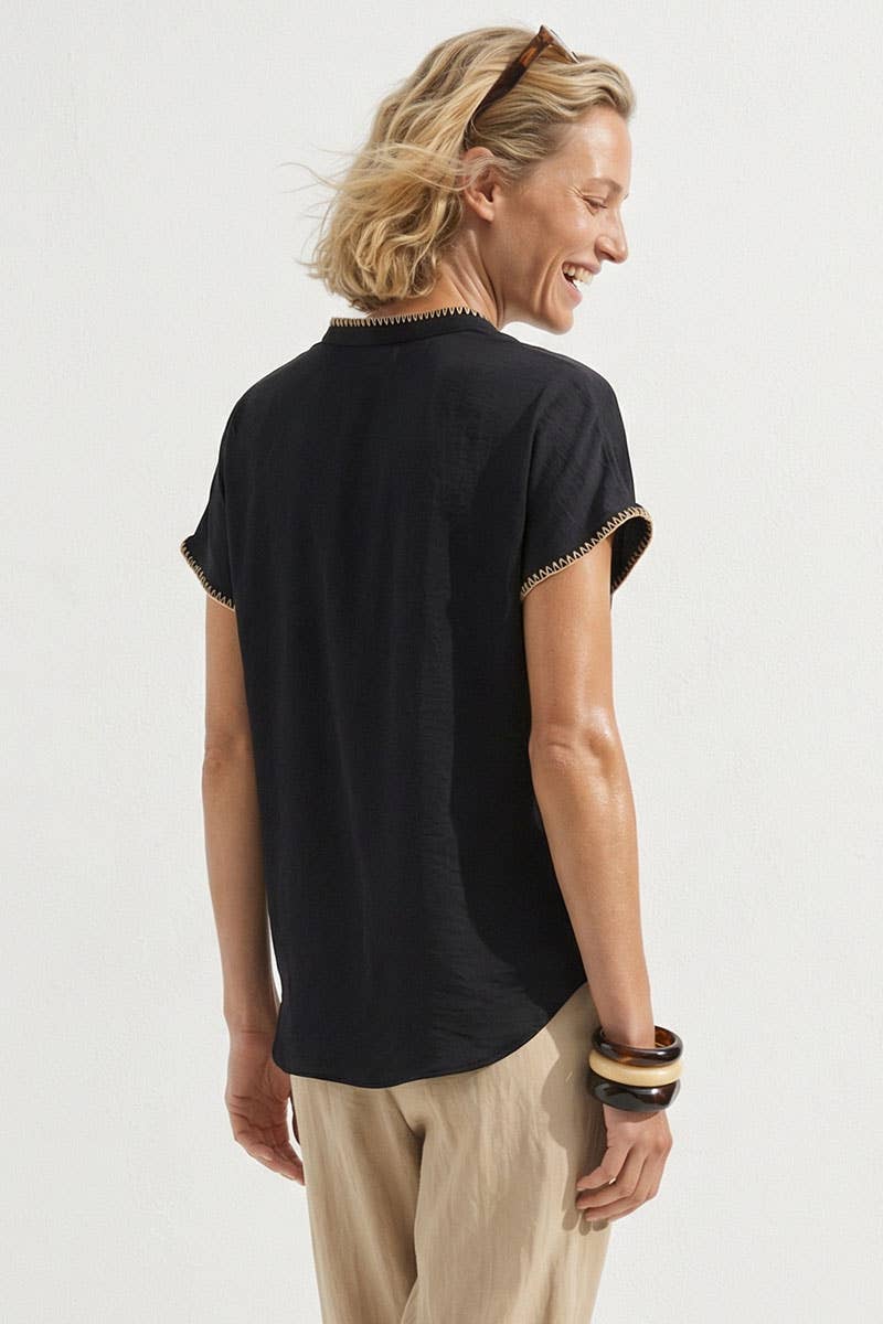 Naked Zebra - Vente Chemisier – femme - Blouse régulière à épaules tombantes avec surpiqûres.23