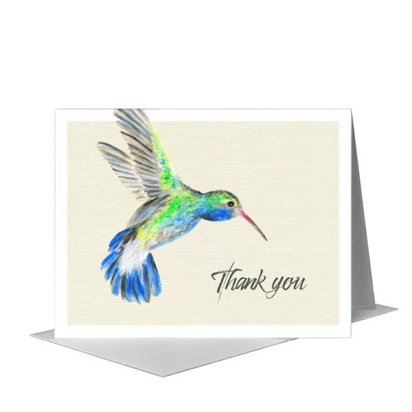 Printed Canvas – wholesale Thank you card – Broad-Billed Hummingbird, Greeting Card (8225A)