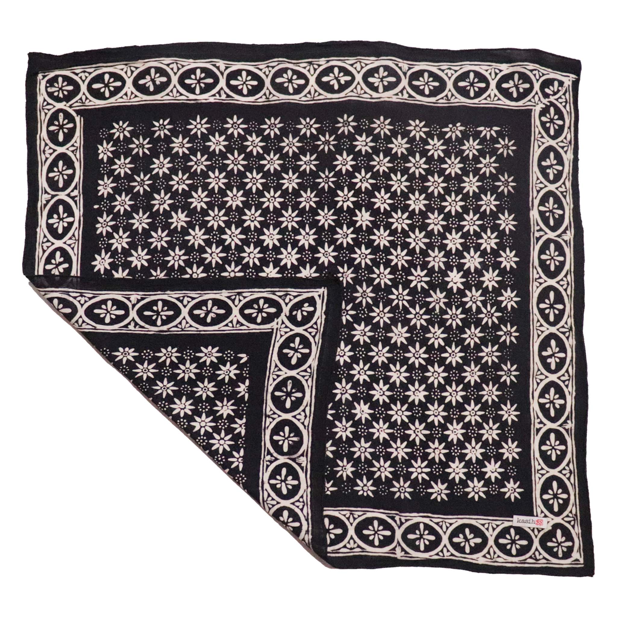 Kasih Co-op - Wholesale Bandana - Unisex - Hand Dyed Batik Bandana, 100% Soft Cotton, Black Mirage4