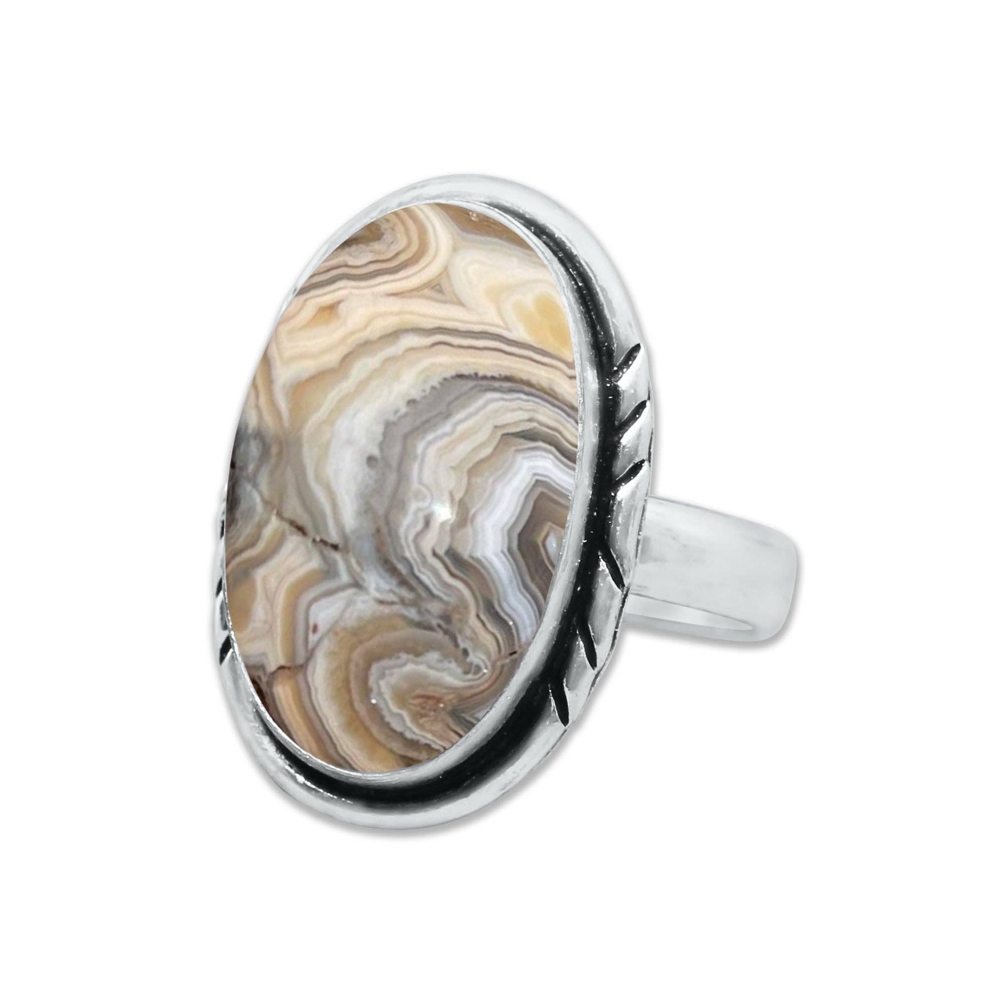 Handmade Jewels - Wholesale Cocktail/Statement Ring - Crazy Lace Agate Rings – Silver-Plated, Handmade, Swirly Earth-Tone Statement (US Sizes 6–10)18