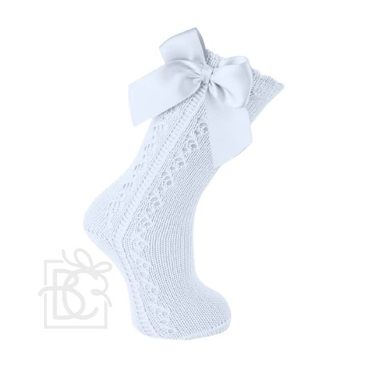 Carlomagno - Wholesale Socks - Kids - Scottish Yarn Openwork Bow Kneehigh Socks