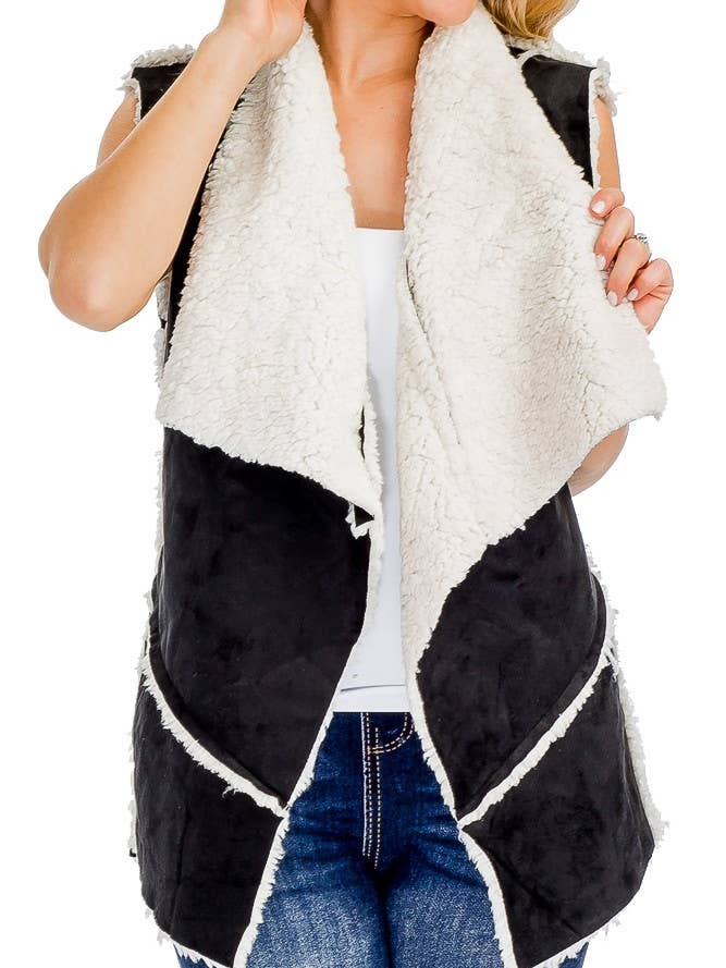 Faux Suede Sherpa Lined Vest for wholesale by Cap Zone