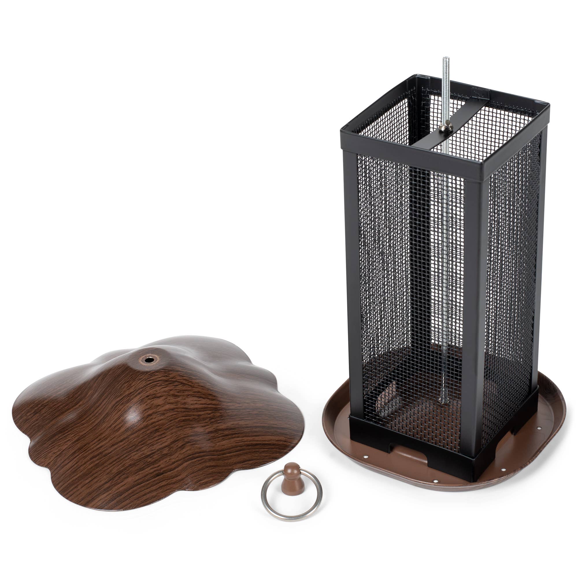 EAST AVENUE - Wholesale Bird feeder - 11 inch Cherry Woodgrain Finish Mesh Metal Bird Feeder2