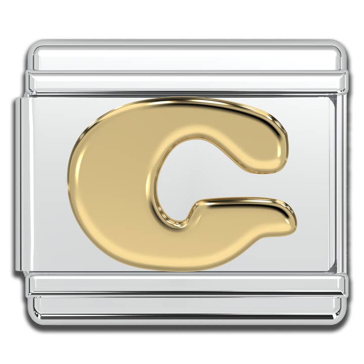 Natalia - Wholesale Individual Charm/Pendant - Italian Charm Letters A-Z - 9mm Gold Bracelet Charms