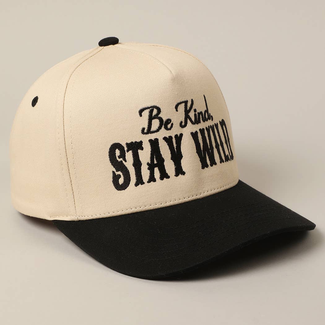 Fashion City - Wholesale Trucker Hat - Unisex - Be Kind Stay Wild Lettering Embroidery Trucker Hat2