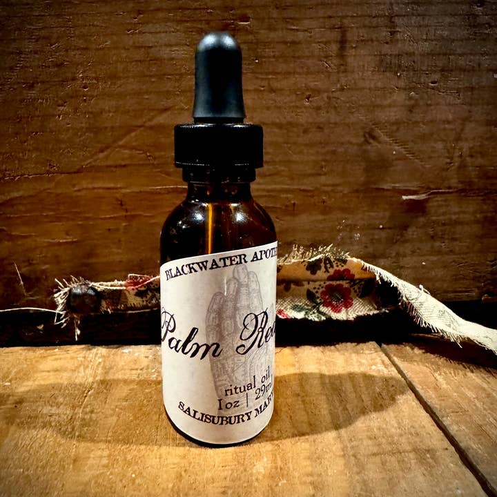 Blackwater Apothecary - Wholesale Meditation Supplies - Palm Reading Ritual Oil – 1 oz Amber Dropper Bottle1
