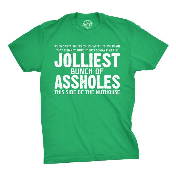 Jolliest Bunch Of Assholes Graphic Tee Christmas T-shirt for wholesale by Crazy Dog T-Shirts