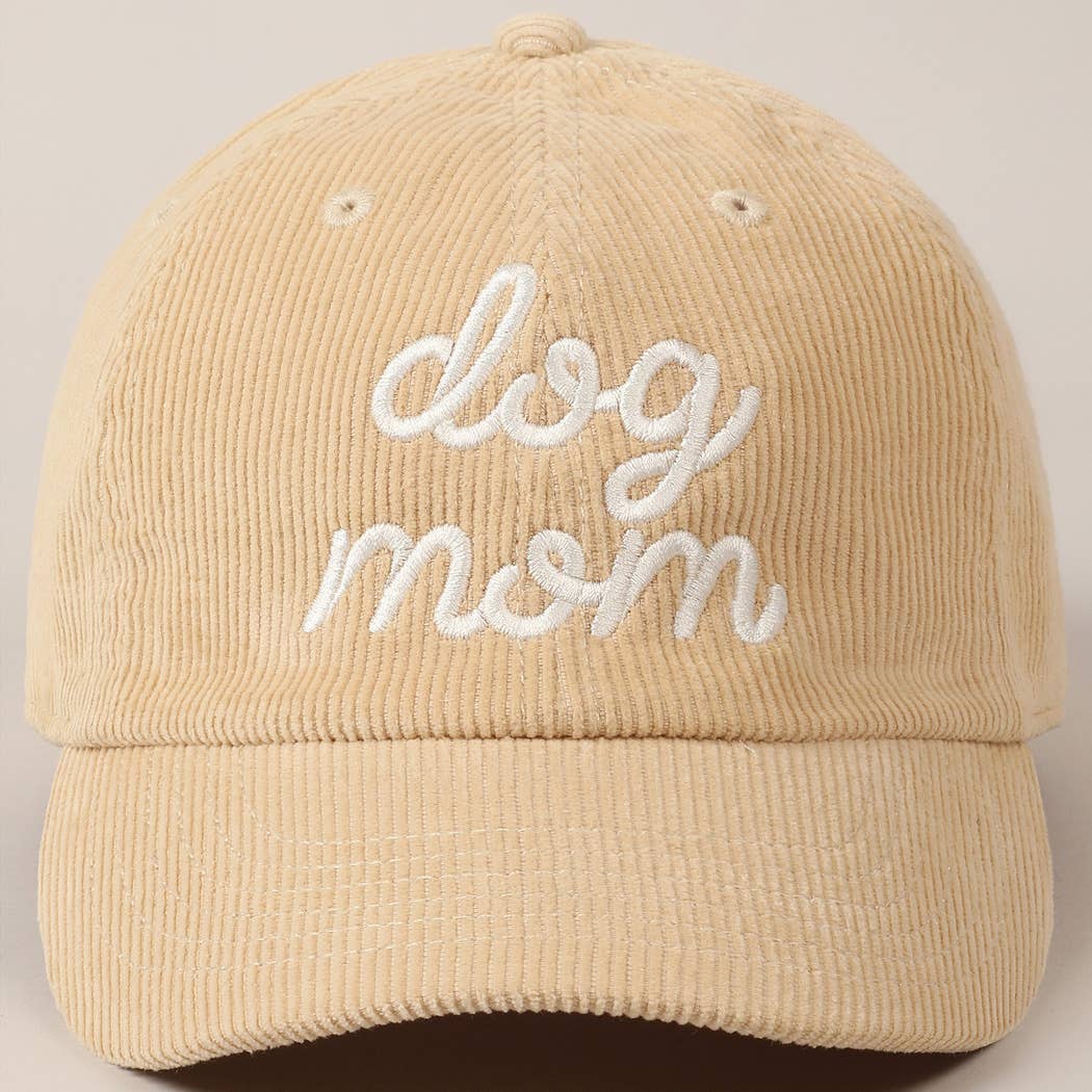 Fashion City - Wholesale Baseball Cap - Unisex - Dog Mom Text Solid Color Corduroy Baseball Cap23