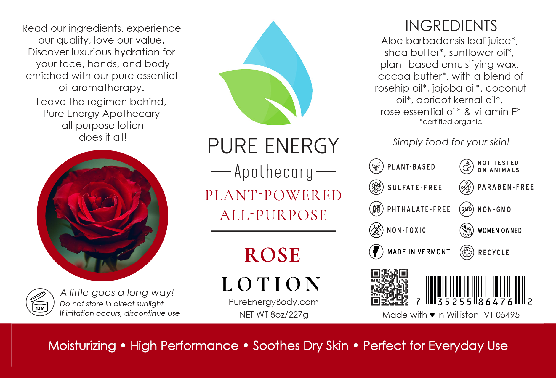 Pure Energy Apothecary - Vendita all'ingrosso Crema/lozione corpo - Lozione naturale multiuso 8 oz (rosa)1
