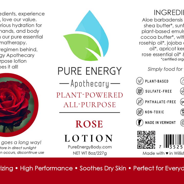 Pure Energy Apothecary - Wholesale Body Cream/Lotion - Natural All Purpose Lotion 8 Oz (Rose)1