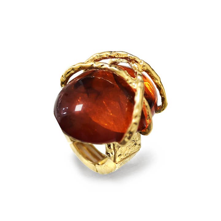 AMORINO SRL - Wholesale Single Stone/Solitaire Ring - LARGE ELASTIC RING WITH OVAL RESIN STONE - NY2488B8905