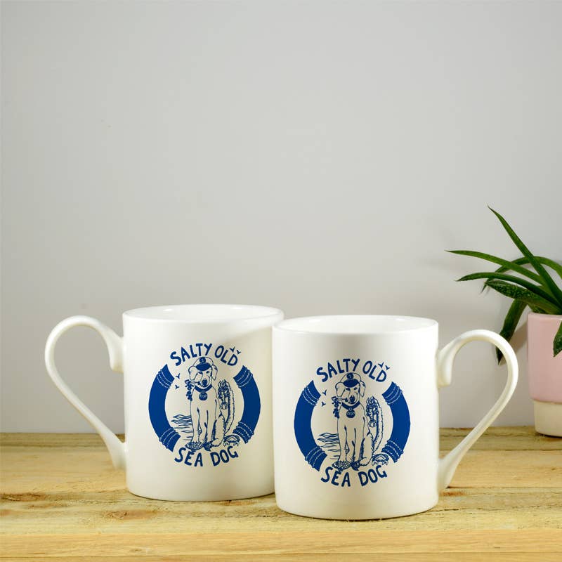 Port and Lemon – Engroshandel Kaffekrus – Salty Old Sea Dog Hånddekoreret benporcelænskrus1