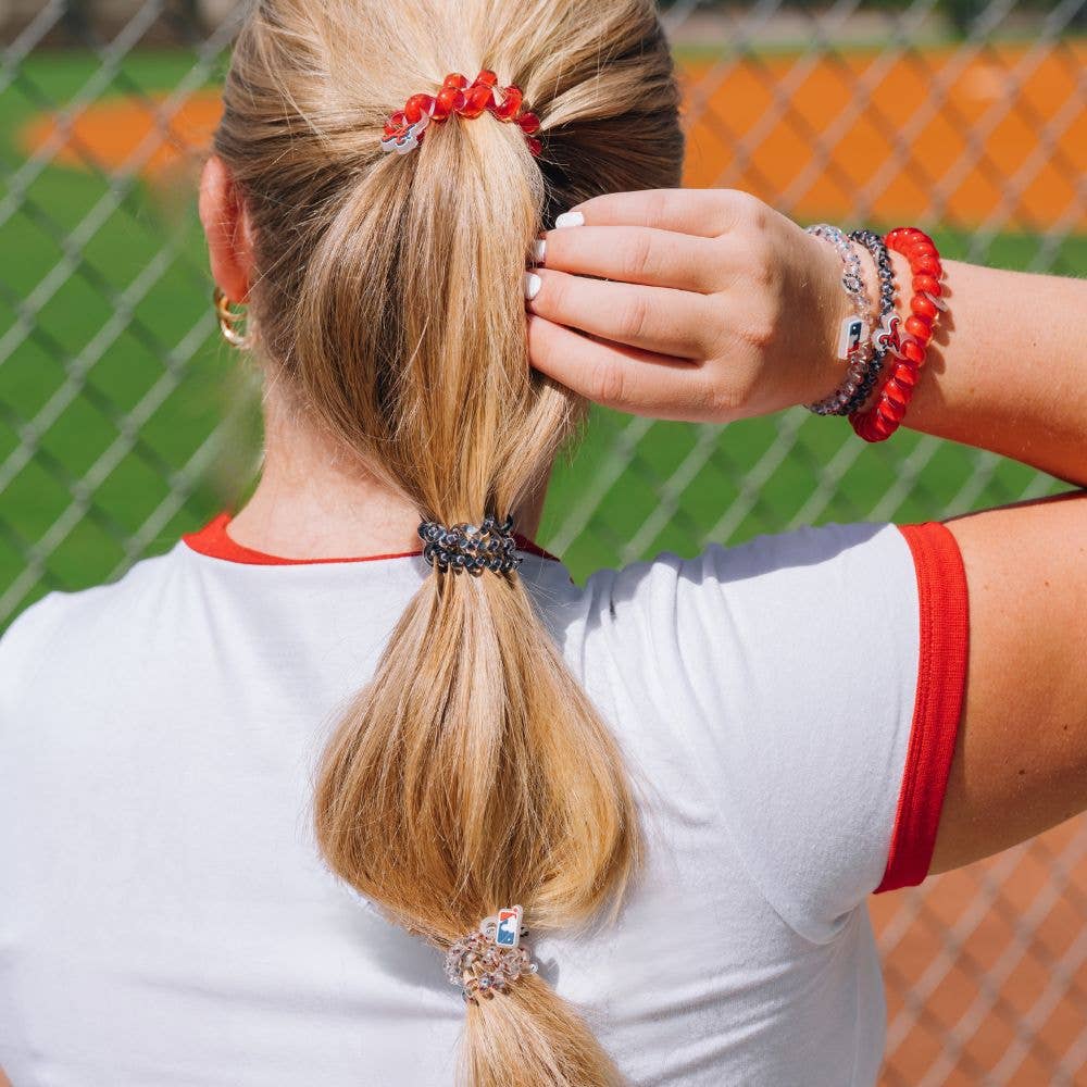 TELETIES - Wholesale Hair Tie - Spiral Hair Coils | Small | Atlanta Braves Hair Ties3