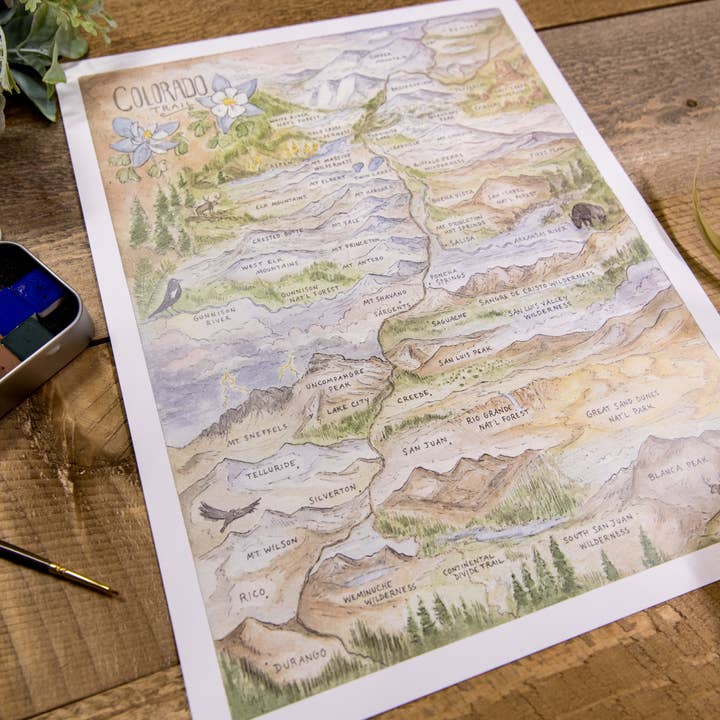 Hiker Booty - Wholesale Art Print - Colorado Trail Map 11"x14" Art Print2