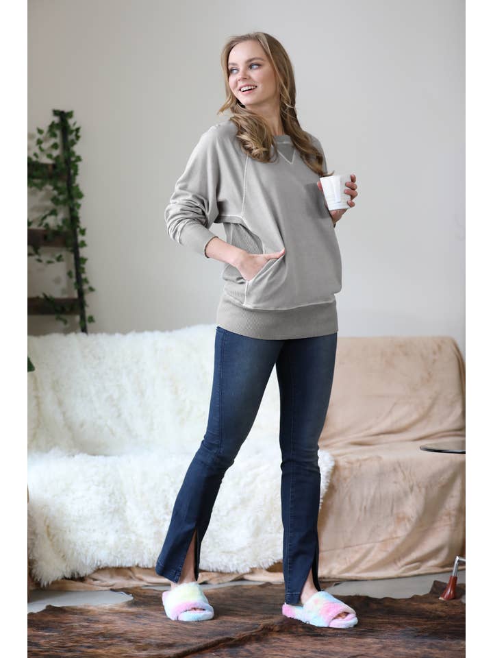 42POPS - Wholesale Sweatshirt - Women's - ',,,, Washed French Terry Pullover With Side Pockets27