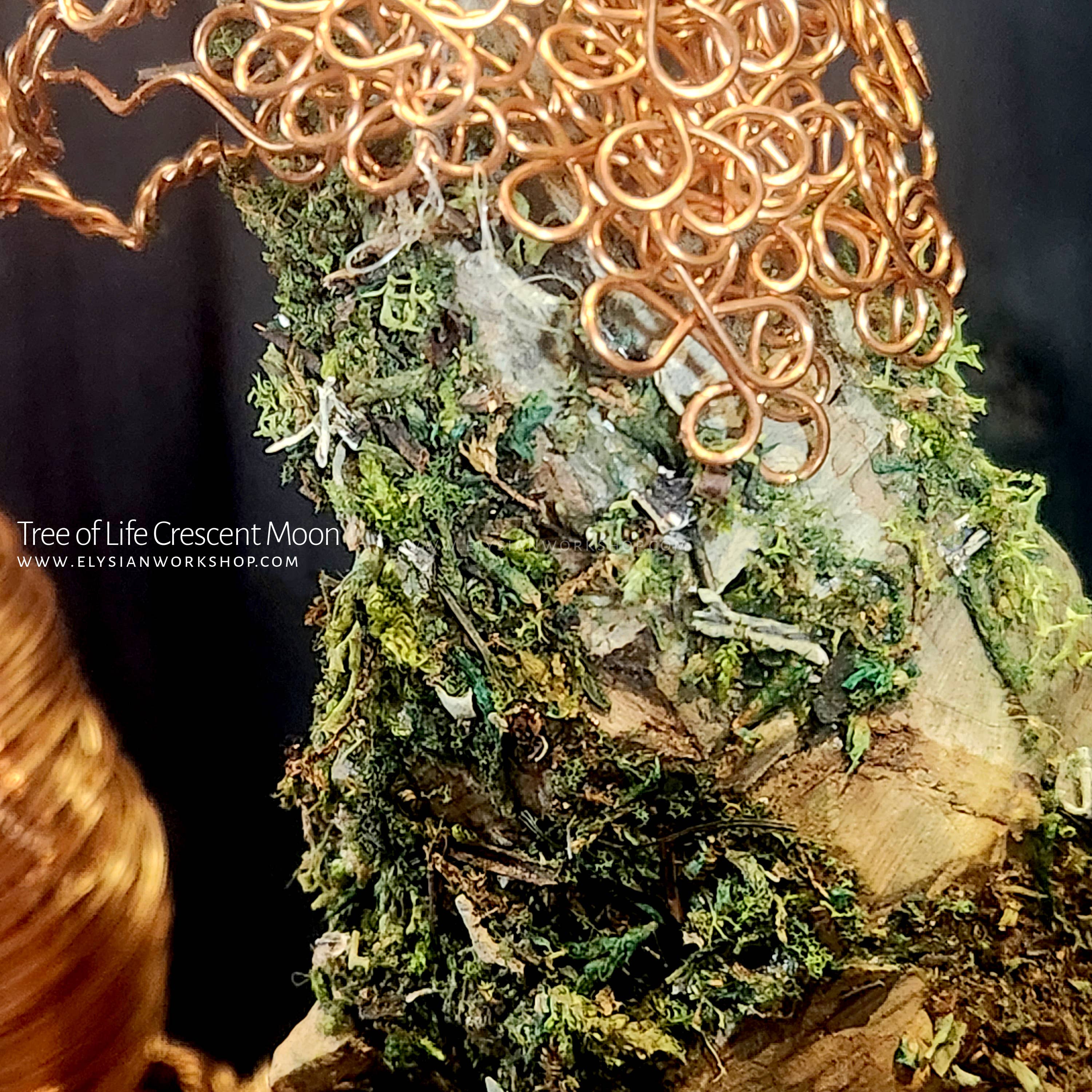 Elysian Workshop - Wholesale Sculpture - Tree of Life Crescent Moon Copper Wire on Ohko Stone5