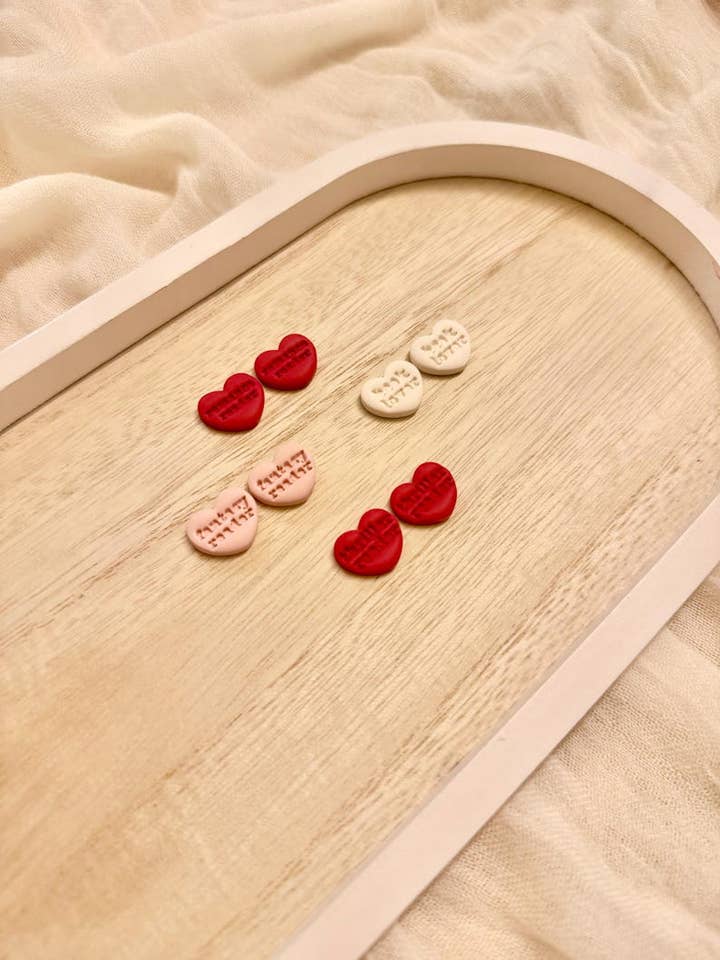 Book Lover Earrings, Romance Reader Studs, Thriller Reader Studs, Fantasy Reader Studs, Book Clay Earrings, Heart Clay Earrings for wholesale by SeizeTheClayJewelry